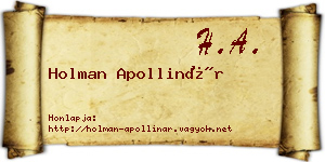 Holman Apollinár névjegykártya